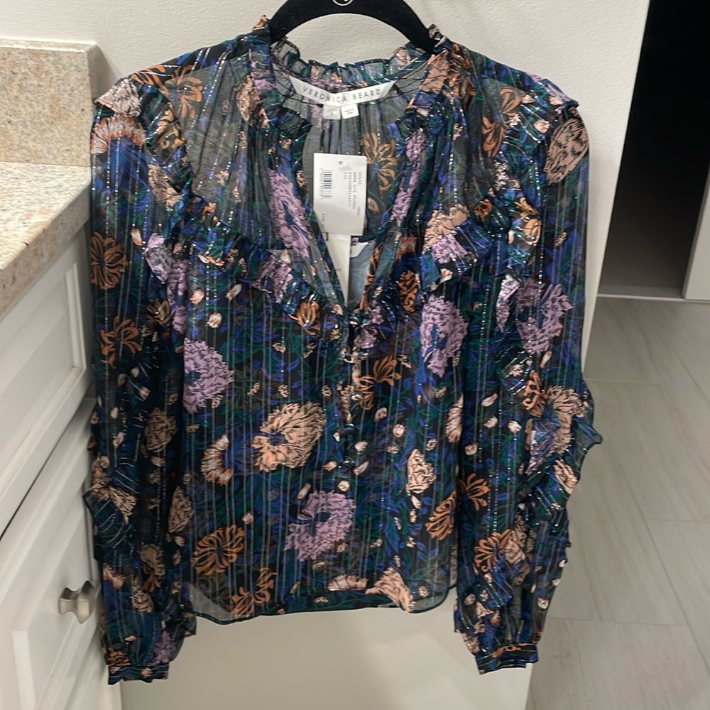 NWT Veronica Beard sheer blouse with camisole.